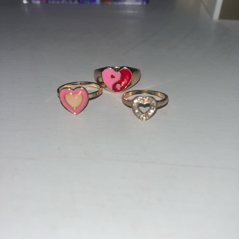3pc heart ring set